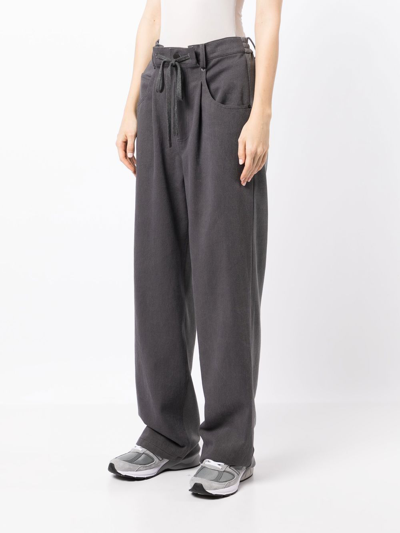 Shop Goen J Drawstring Straight-leg Trousers In Grey