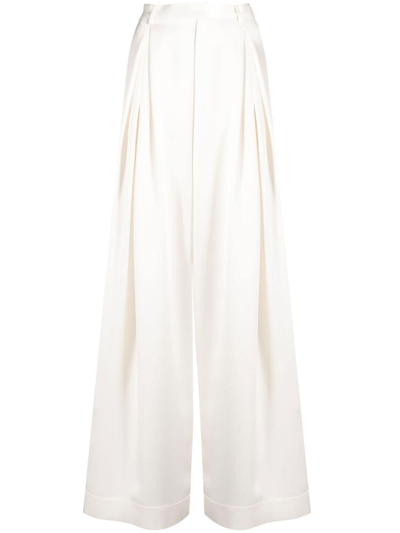 Shop Goen J Pleated High-waist Trousers In White
