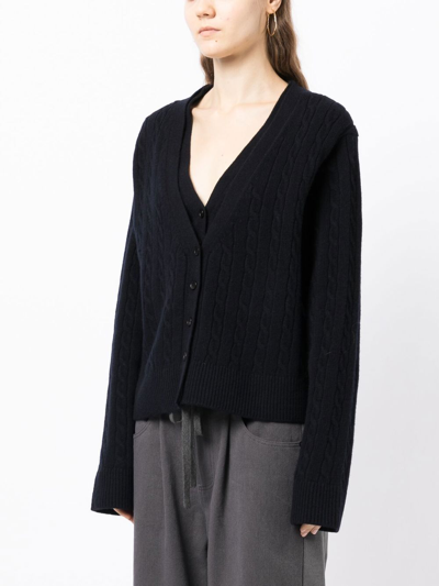 Goen J Double-layered V-neck Cardigan In Blue