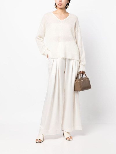 Shop Goen J Pleated High-waist Trousers In White