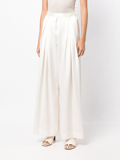 Shop Goen J Pleated High-waist Trousers In White