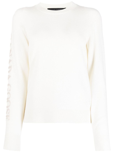 Shop Canada Goose Fine-knit Crew-neck Jumper In White