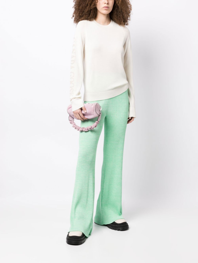 Canada Goose Ivory-coloured Wool Sweater With Logo On Sleeve In White