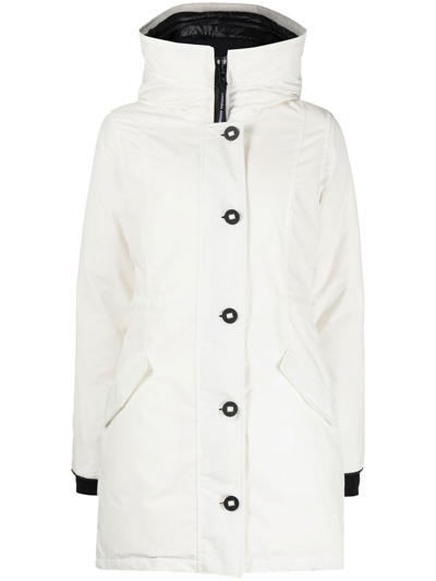 Shop Canada Goose Rossclair Hooded Parka Coat In White