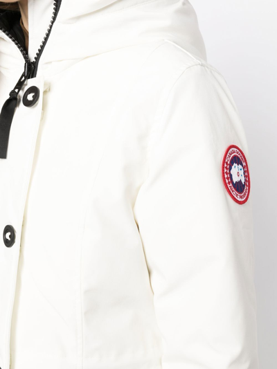 Shop Canada Goose Rossclair Hooded Parka Coat In White
