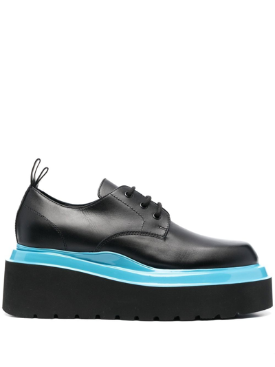 Shop 3juin Platform Lace-up Shoes In Black