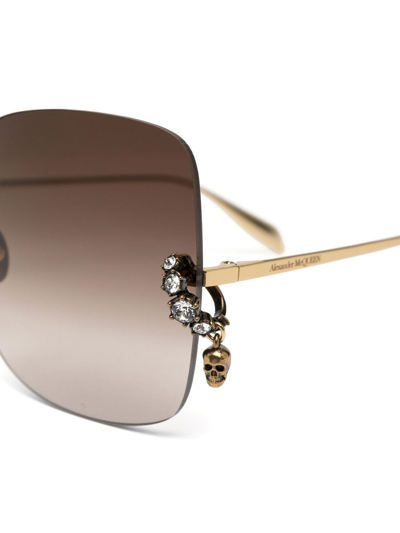 Shop Alexander Mcqueen Am0390s Square-frame Sunglasses In Gold