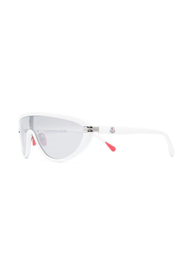 Shop Moncler Vitesse Shield Sunglasses In White