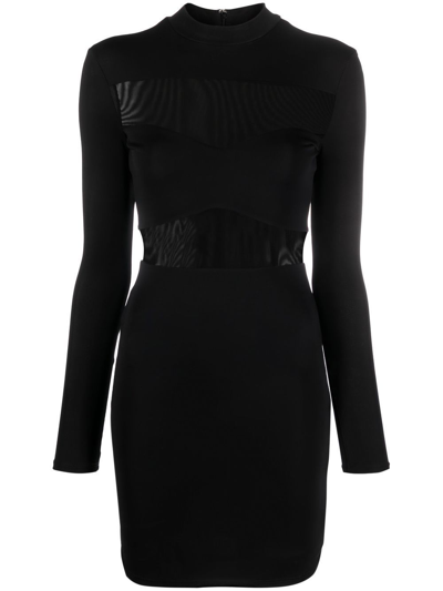 Shop Staud Mini Falcon Long-sleeve Dress In Black