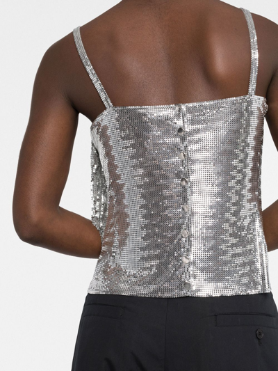 Shop Rabanne Draped-detail Cowl Neck Top In Silver