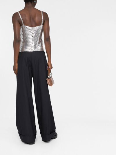 Shop Paco Rabanne Draped-detail Cowl Neck Top In Silver