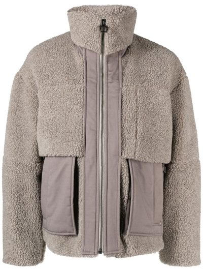 Shop Wooyoungmi Panelled Fleece Jacket In Grey