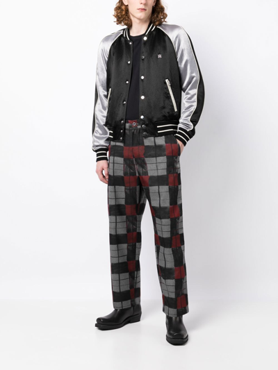 4sdesigns Check-print Cropped Trousers In Grey