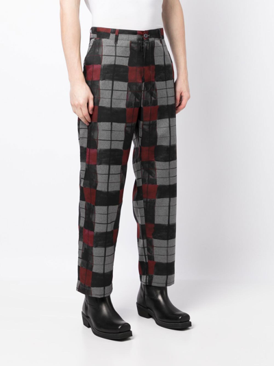 4sdesigns Check-print Cropped Trousers In Grey