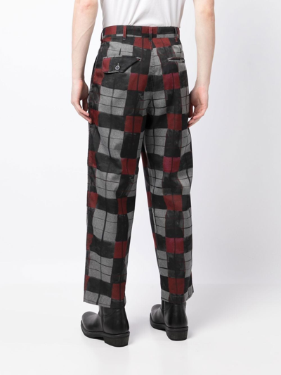 Shop 4sdesigns Check-print Cropped Trousers In Grey