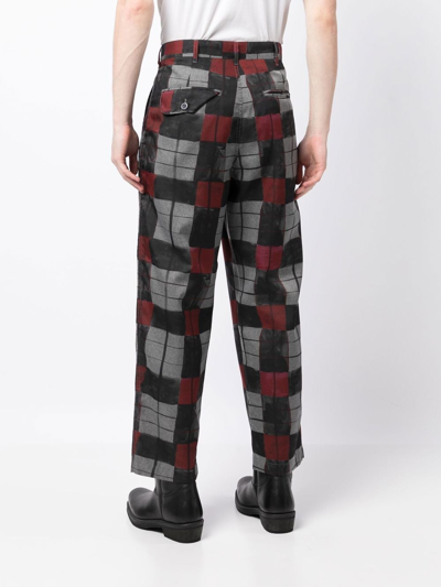 4sdesigns Check-print Cropped Trousers In Grey