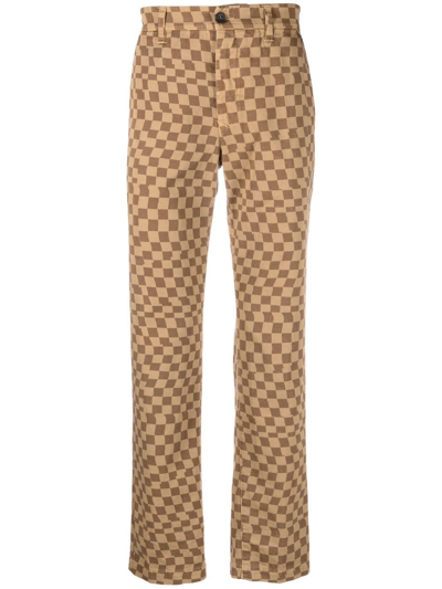 Incotex Check-print Straight-leg Jeans In Neutrals