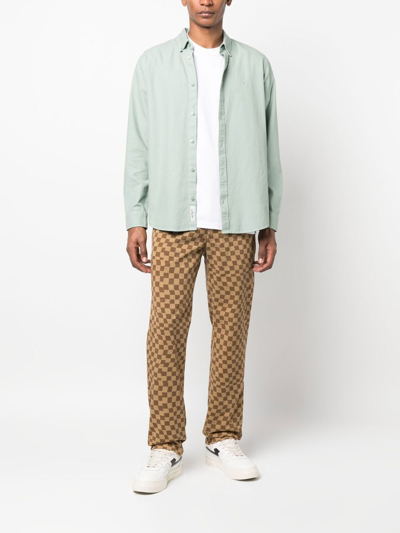 Shop Incotex Check Pattern Straight Trousers In Neutrals