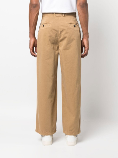 Shop Incotex Deer-print Wide-leg Trousers In Brown