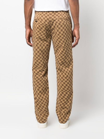 Shop Incotex Check Pattern Straight Trousers In Neutrals