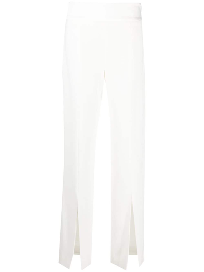 Shop Jonathan Simkhai Split-cuff High-waist Trousers In White