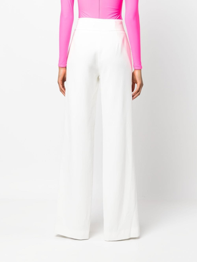Shop Jonathan Simkhai Split-cuff High-waist Trousers In White