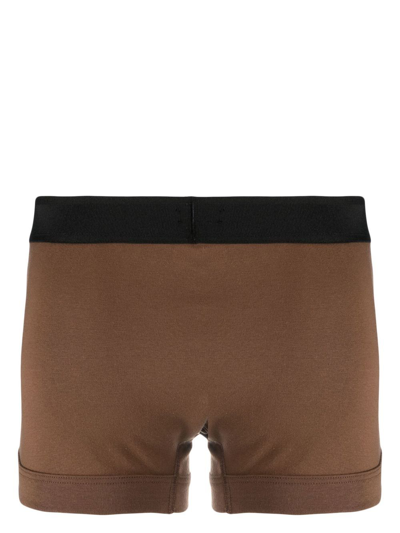 Shop Tom Ford Logo-waistband Boxer Shorts In Brown