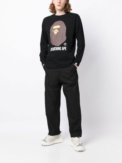 Shop A Bathing Ape Logo Print Sweatshirt In Black