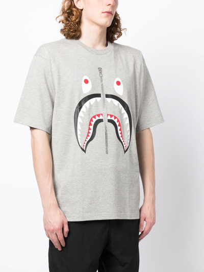 Shop A Bathing Ape Shark Teeth Print T-shirt In Grey