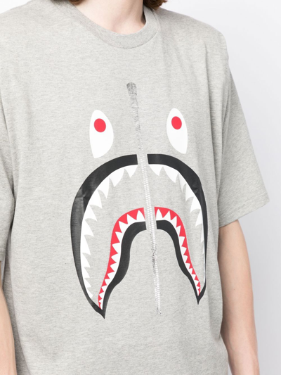 Shop A Bathing Ape Shark Teeth Print T-shirt In Grey