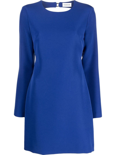Shop P.a.r.o.s.h Backless Long-sleeve Mini Dress In Blue