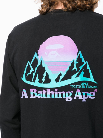 Shop A Bathing Ape Logo-print Long-sleeve T-shirt In Black