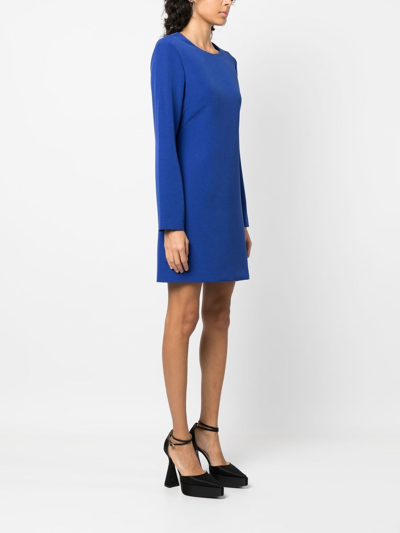 Shop P.a.r.o.s.h Backless Long-sleeve Mini Dress In Blue