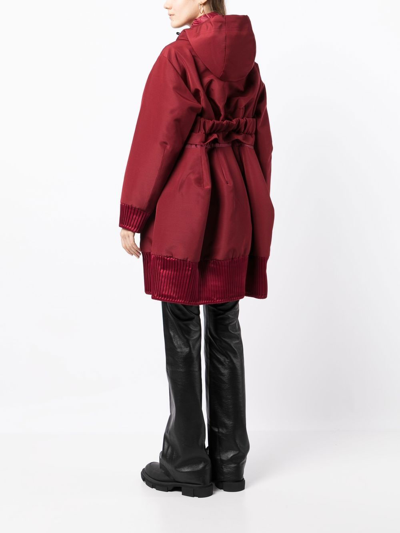 Shop Sacai Puffer Hooded Parka In Red