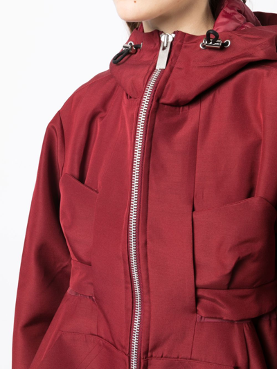 Shop Sacai Puffer Hooded Parka In Red