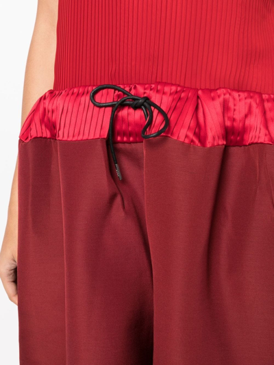 Shop Sacai Drawstring-fastening Waist Dress In Red