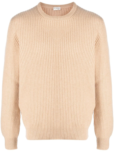Shop Fay Rib-knit Virgin Wool Sweater In Brown