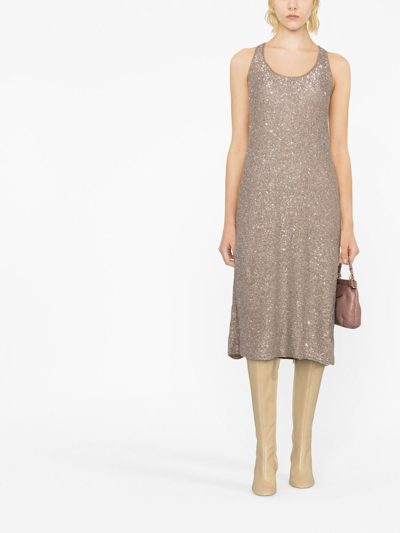 Shop Fabiana Filippi Shimmer-finish Sleeveless Dress In Pink