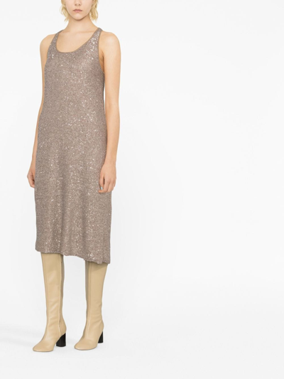 Shop Fabiana Filippi Shimmer-finish Sleeveless Dress In Pink