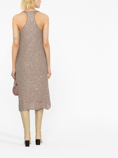 Shop Fabiana Filippi Shimmer-finish Sleeveless Dress In Pink