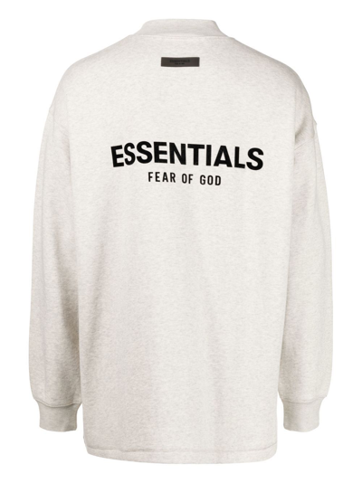 Shop Essentials Logo-print Sweatshirt In Grey