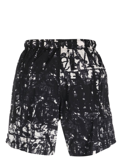 Shop Alexander Mcqueen Logo-print Swim Shorts In Black
