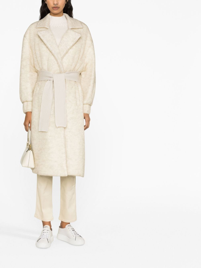 Shop Fabiana Filippi Belted Down-filled Trench Coat In Neutrals