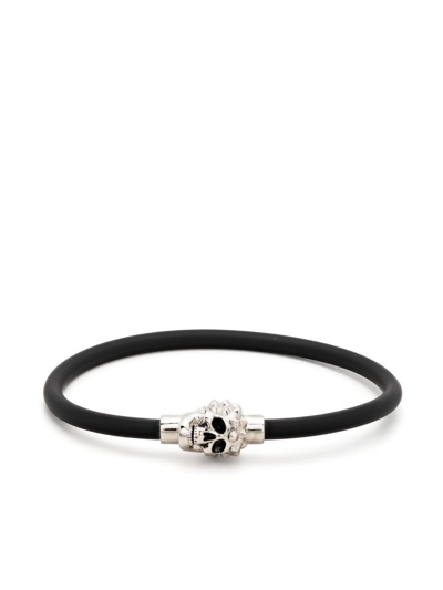 Shop Alexander Mcqueen Skull-stud Tubular Bracelet In Black