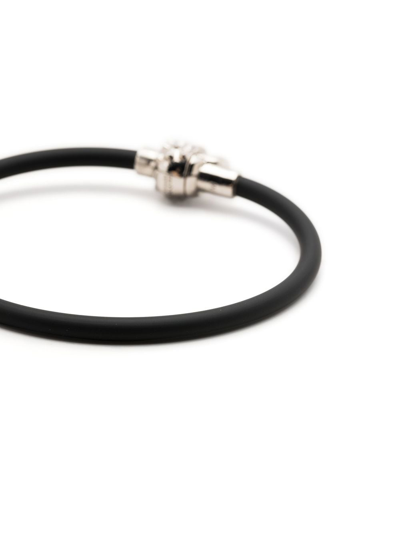 Alexander Mcqueen Men's Studded Skull Rubber Cord Bracelet In Black