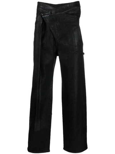 Shop Ottolinger Straight-leg Wrap Jeans In Black
