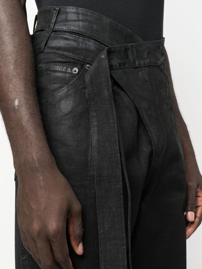 Shop Ottolinger Straight-leg Wrap Jeans In Black