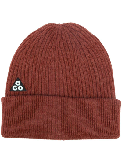 Shop Nike Acg Ribbed-knit Beanie In Brown