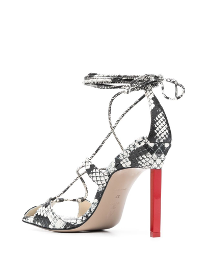 Shop Attico Adele 105mm Snakeskin-print Sandals In Black