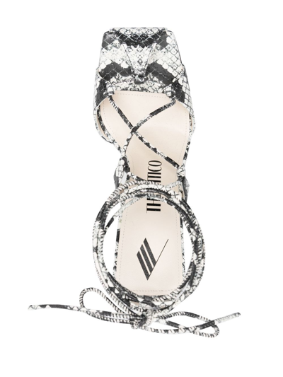 Attico Adele Snakeskin-print Sandals In Black And White Leather Woman In Black